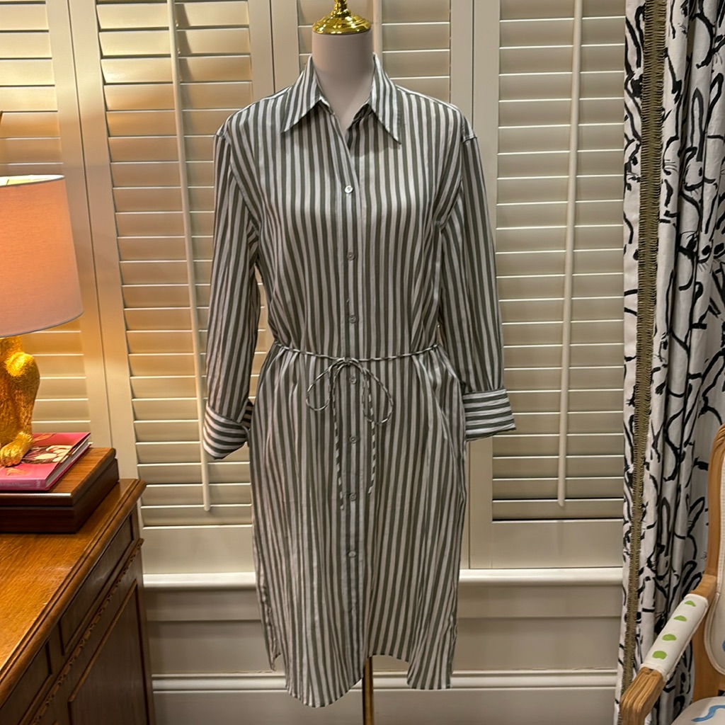 Vince Green An White Stripe Shirt Dress